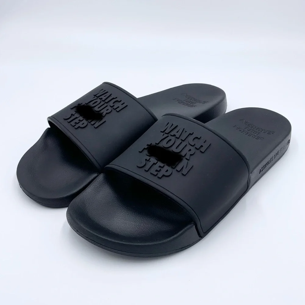 Linda Finegold Alf - Watch Your F’n Step Mens Black Slip On Slides Sandal Sz 8 - Picture 4 of 11